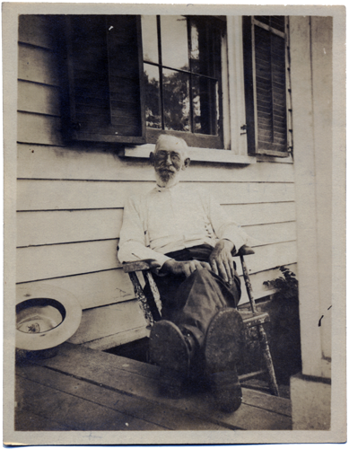 Charles Howell Green relaxed  on his front porch, circa 1910. chs-014970